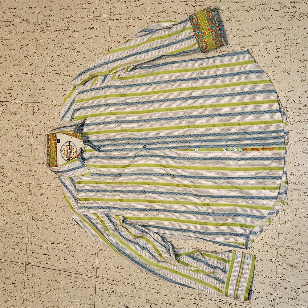 Robert Graham Stripe Abstract Long Sleeve Button Down Casual Dress Shirt